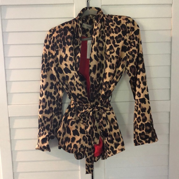 Leopard tie waist blazer Clearance